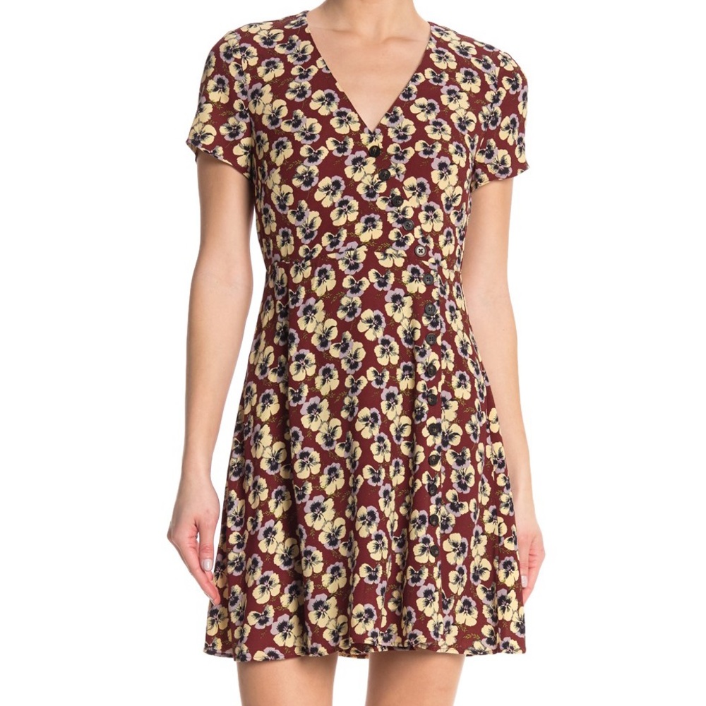 Red floral mini dress